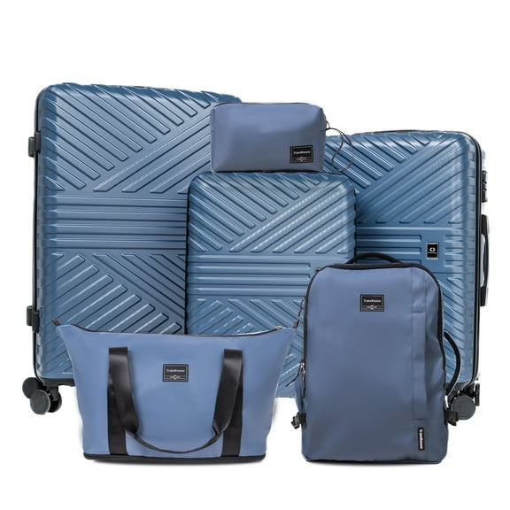 Travelhouse 6 Piece Luggage Set Hardshell Lightweight Suitcase with Carry On Backpack Duffel Bag and Packing Cube.Blue