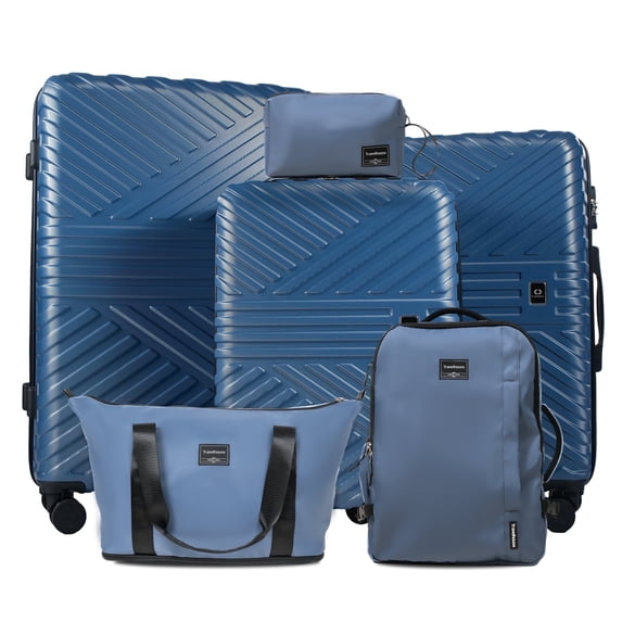 Travelhouse 6-Piece Hardshell Luggage Set - Lightweight Suitcase with Carry-on Backpack, Duffel Bag & Packing Cubes, Blue