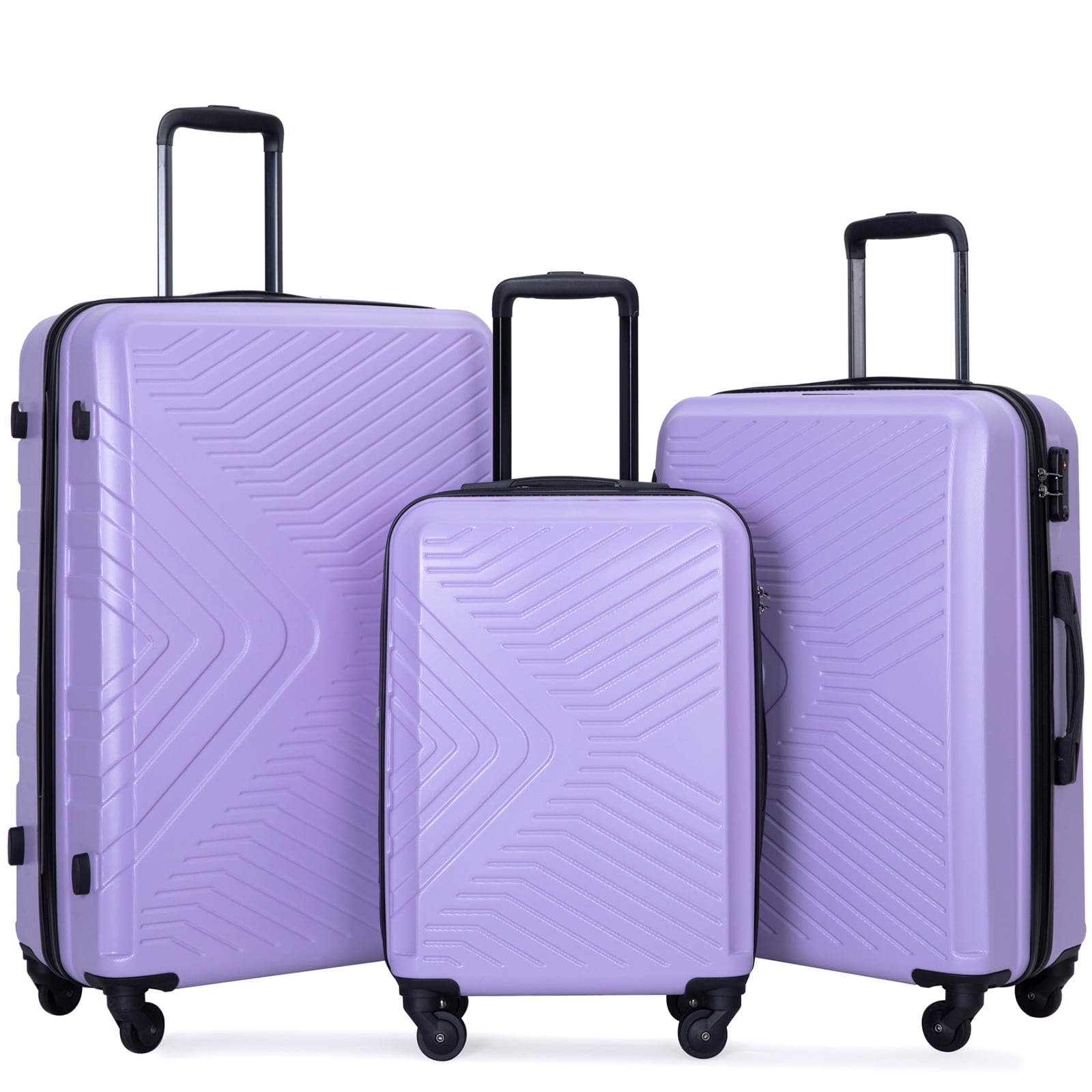 Travelhouse 3 Piece Hardshell Luggage Set Hardside Lightweight Suitcase with TSA Lock Spinner Wheels 20in24in28in. Light Purple