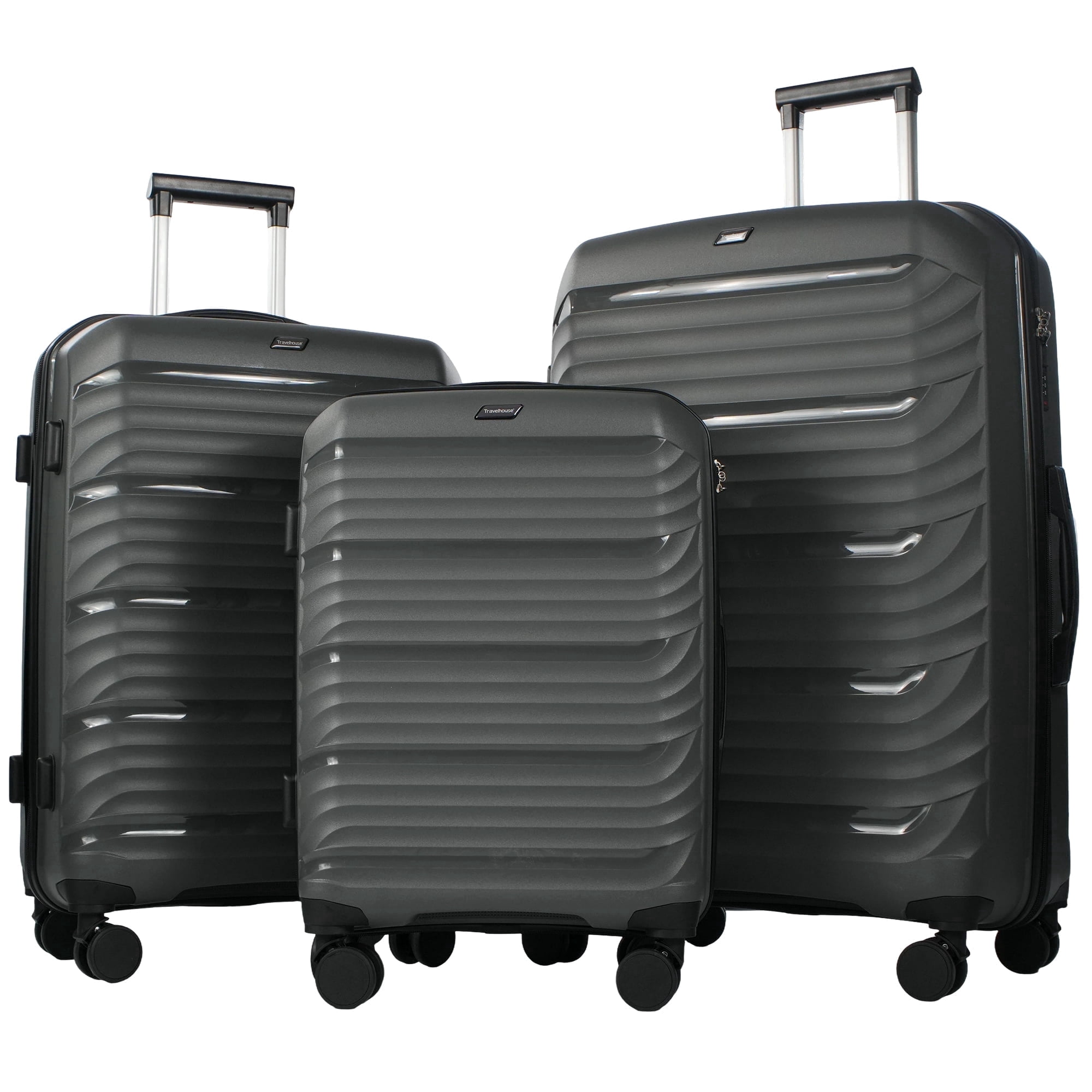 Travelhouse 3 Piece Carry Hard Sided Luggage Set, Lightweight, TSA