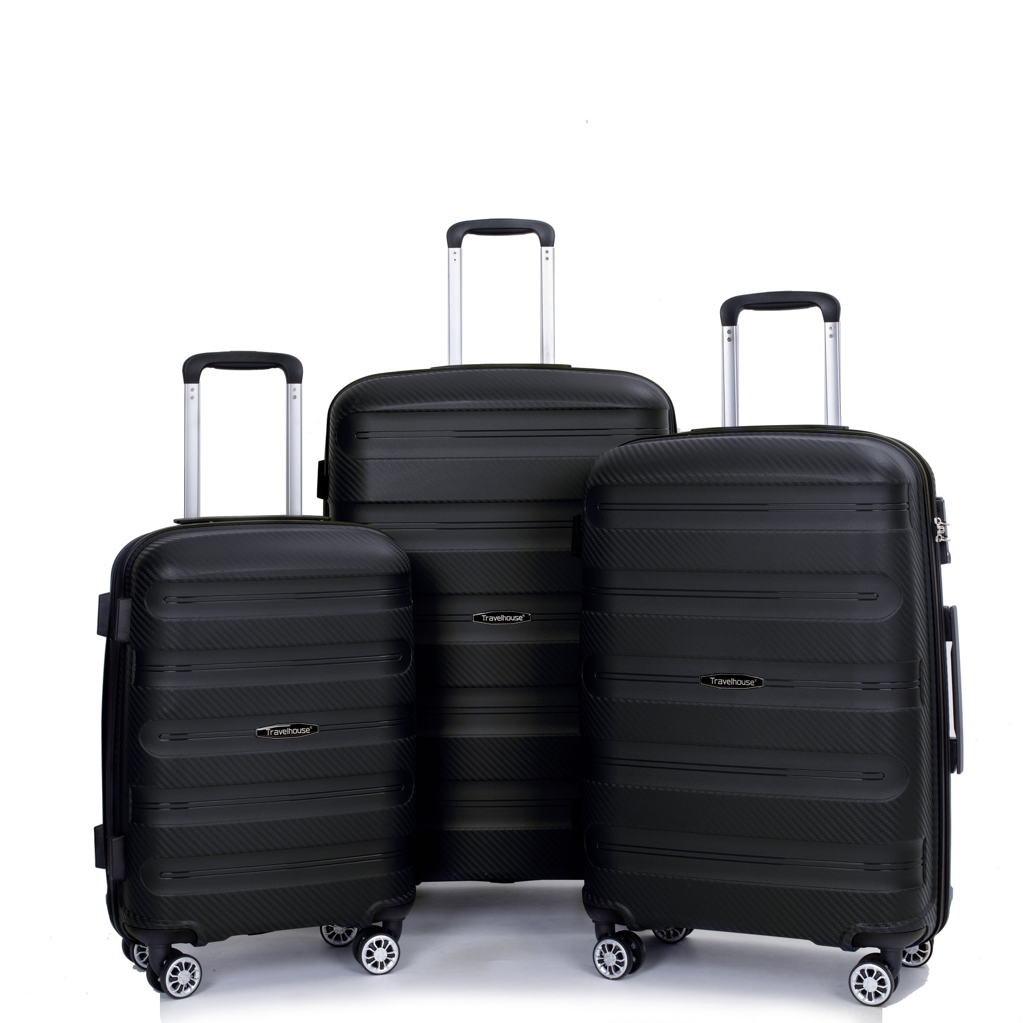 Travelhouse 3 Piece Hardside Luggage Sets Hardshell Durable Lightweight ...