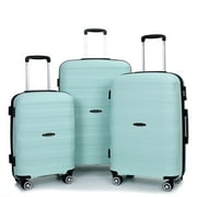 Travelhouse 3 Piece Hardside Luggage Sets Hardshell Durable Lightweight Suitcase with Double Spinner Wheels and TSA Lock. (Light Green)