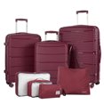 thumbnail image 1 of Travelhouse 3-Piece Hardside Luggage Set - Lightweight Spinner Suitcase with TSA Lock,Wine Red, 1 of 12