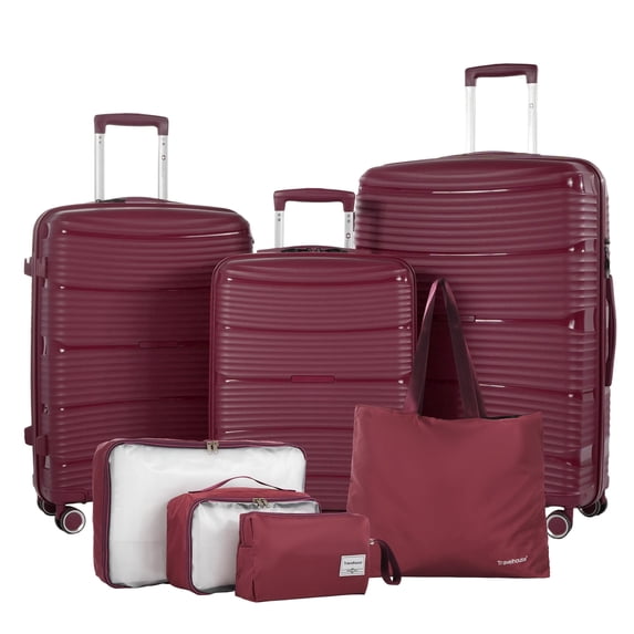 Travelhouse 3-Piece Hardside Luggage Set - Lightweight Spinner Suitcase with TSA Lock,Wine Red