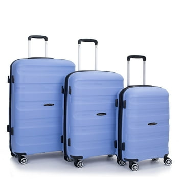 Travelhouse 3 Piece Hardside Luggage Sets Hardshell Durable Lightweight Suitcase with Double Spinner Wheels and TSA Lock. (Purplish Blue)