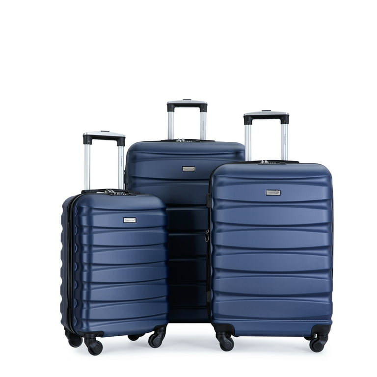 Travelhouse 3 Piece Luggage Set Expandable Hardshell Lightweight Suitcase  with TSA Lock Spinner Wheels 20in24in28in.(Navy Blue) 