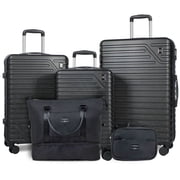 Travelhouse 5-Piece Hardside Luggage Set Spinner Lightweight Suitcase with TSA Lock & Duffel Bag,Black