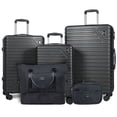 thumbnail image 1 of Travelhouse 5-Piece Hardside Luggage Set Spinner Lightweight Suitcase with TSA Lock & Duffel Bag,Black, 1 of 10