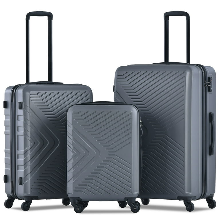 Travelhouse 3 Piece Luggage Set Hardshell Lightweight Suitcase with TSA Lock Spinner Wheels 20in24in28in.(Gray), Size: 20 24 28