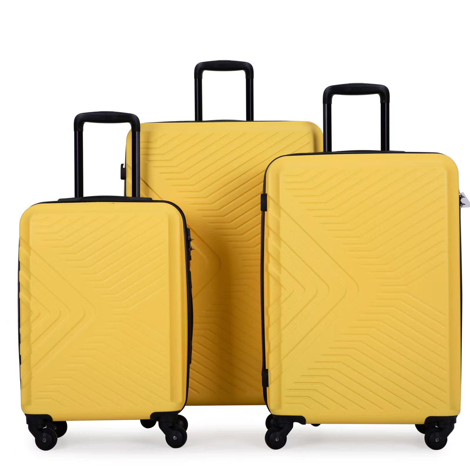 Travelhouse 3 Piece Luggage Set Hardshell Lightweight Suitcase with TSA  Lock Spinner Wheels 20in24in28in.(Yellow)