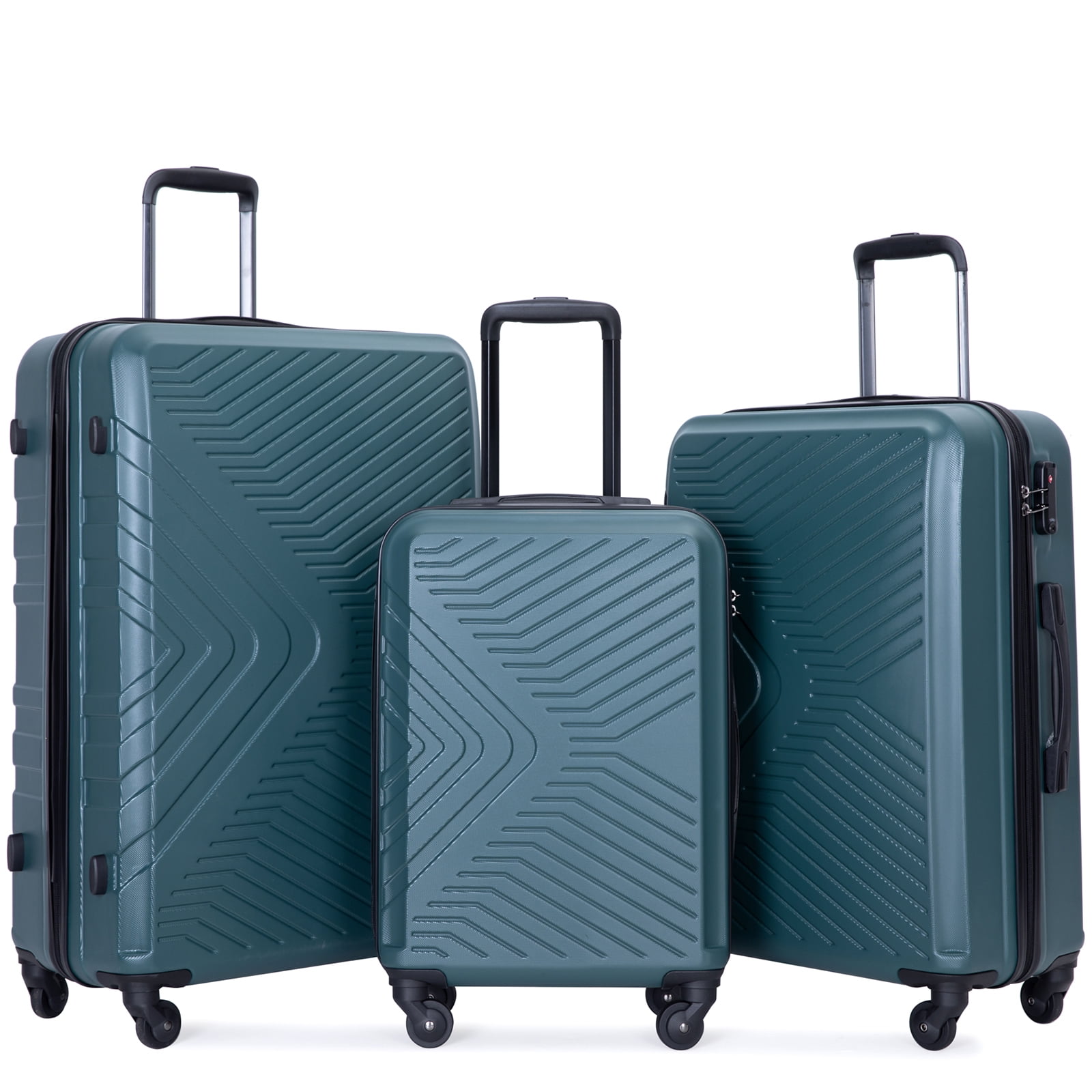 Travelhouse 3 Piece Hardshell Luggage Set Hardside Lightweight Suitcase with TSA Lock Spinner Wheels 20in24in28in.(Dark Green) - Walmart.com