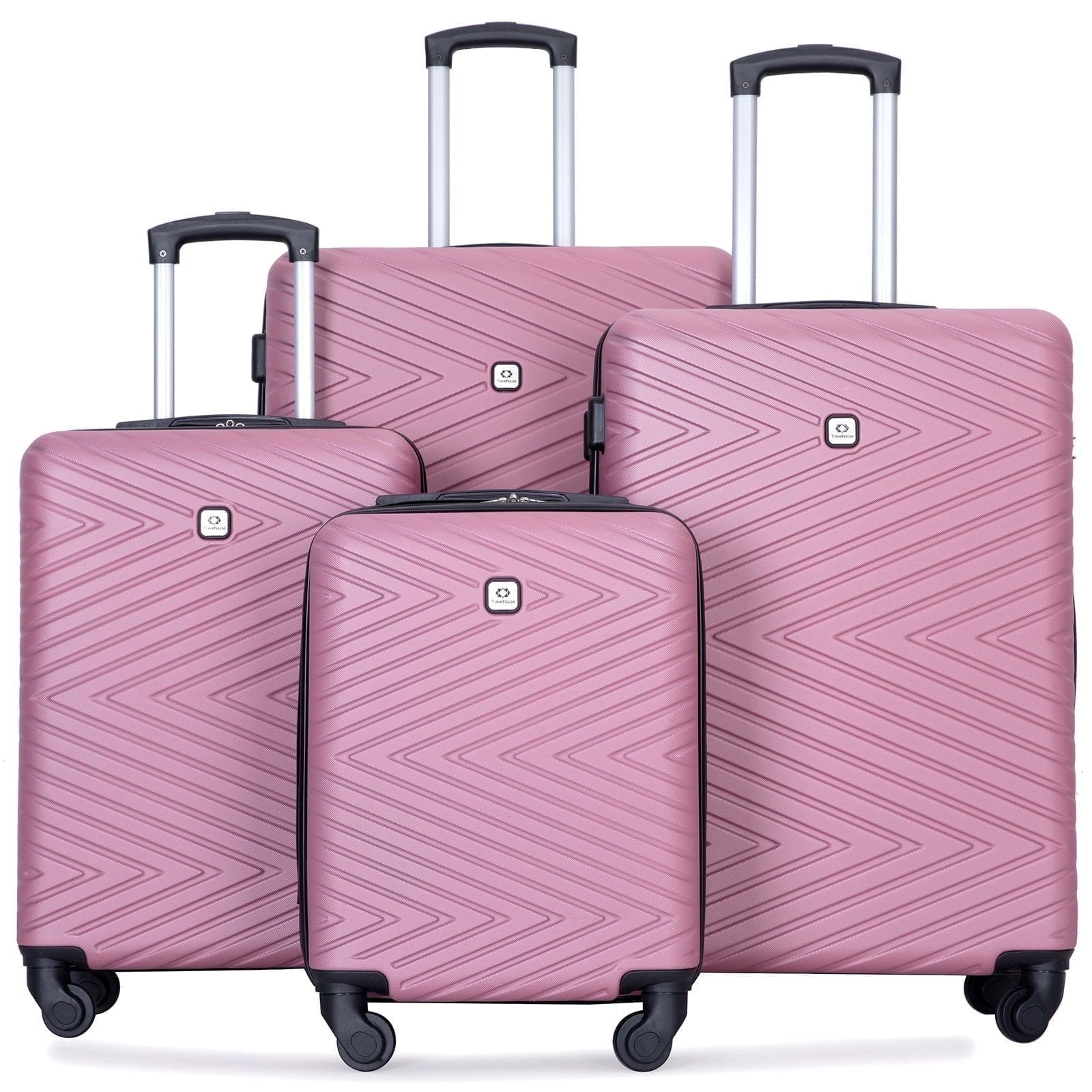 Travelhouse 4 Piece Hardshell Luggage Set Pink Lightweight Spinner