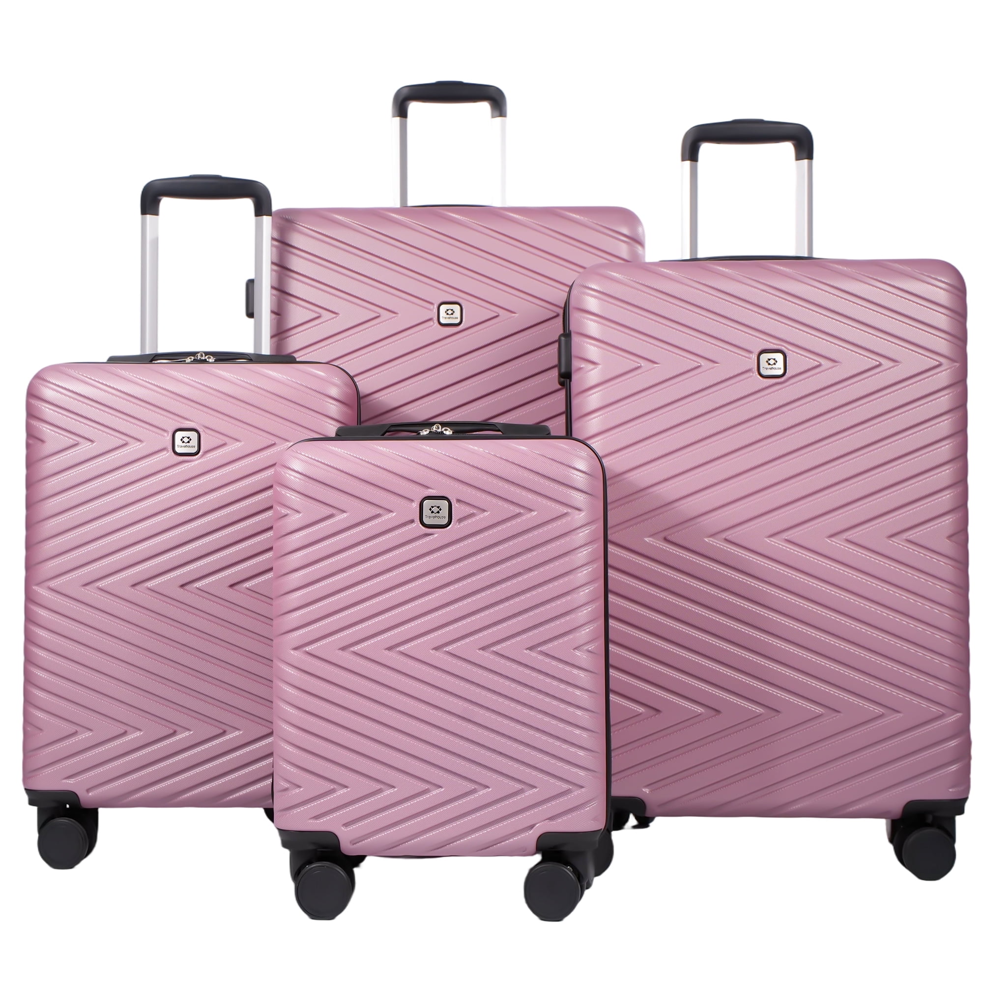 Travelhouse 4 Piece Hardshell Luggage Set Pink Lightweight Spinner