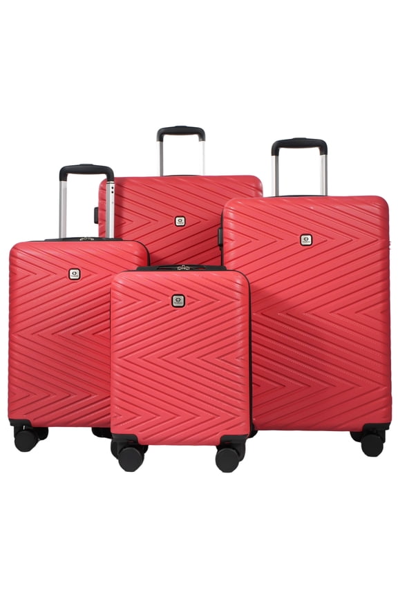 4 Piece Hardshell Luggage Set Hardside Lightweight Suitcase TSA Lock Spinner Wheels.(Red)