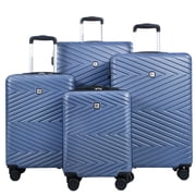 Travelhouse 4 Piece Hardshell Luggage Set Hardside Lightweight Suitcase with TSA Lock Spinner Wheels.Blue