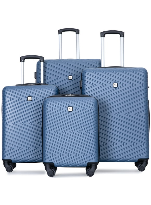Travelhouse 4 Piece Hardshell Luggage Set Hardside Lightweight Suitcase with TSA Lock Spinner Wheels.(Blue)