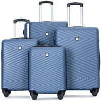 4-Piece Travelhouse Lightweight Hardside Luggage Set with Spinner Wheels & TSA Lock, Durable Hardshell Suitcases (Blue)