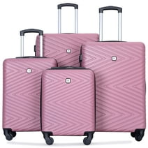 Travelhouse 4 Piece Hardshell Luggage Set Hardside Lightweight Suitcase with TSA Lock Spinner Wheels.(Pink)