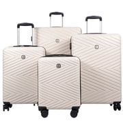 Travelhouse 4 Piece Hardshell Luggage Set Hardside Lightweight Suitcase with TSA Lock Spinner Wheels.White