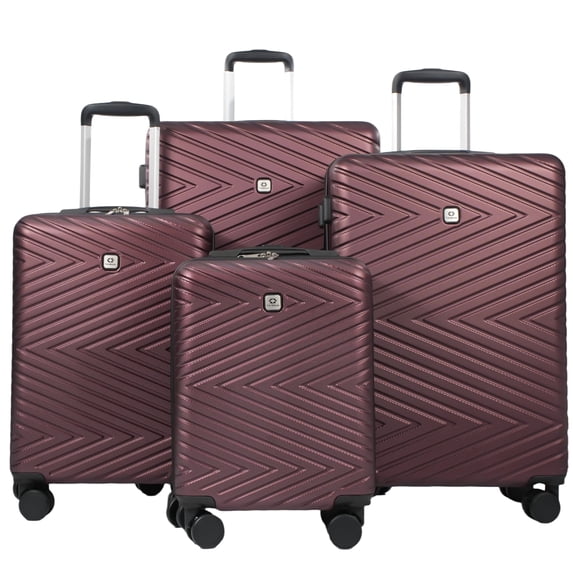 Travelhouse 4 Piece Hardshell Luggage Set Hardside Lightweight Suitcase with TSA Lock Spinner Wheels.(Wine Red)