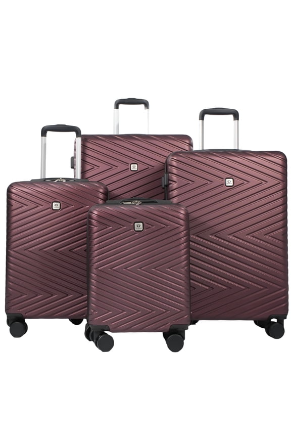 4 Piece Hardshell Luggage Set Hardside Lightweight Suitcase with TSA Lock Spinner Wheels.(Wine Red)