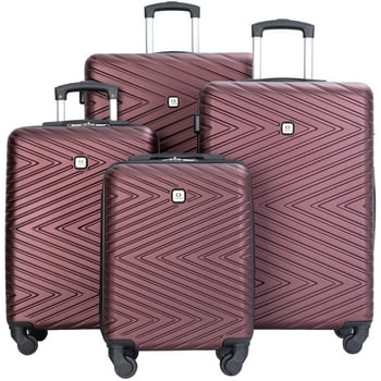 Travelhouse 4 Piece Hardshell Luggage Set Hardside Lightweight Suitcase with TSA Lock Spinner Wheels.(Wine Red)