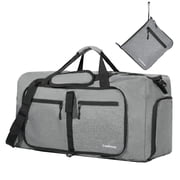 50L Foldable Travel Duffle Bag for Men Women with Shoes Compartment Waterproof,Gray