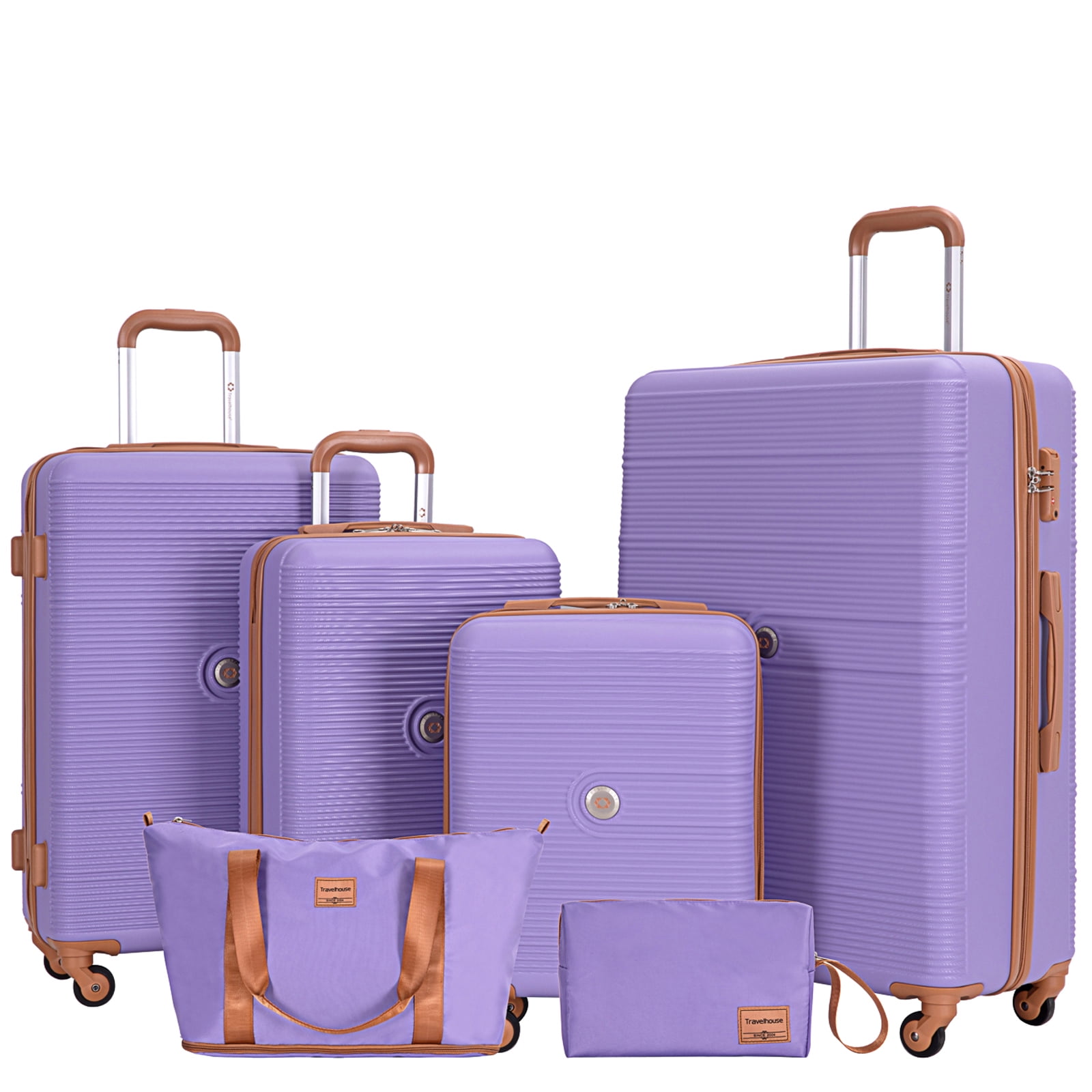 Walmart Deals of Walmart Black Friday Deals 2025 - Travelhouse 6 Piece Hardshell Luggage Set, Lightweight ABS, TSA Lock, Spinner Wheels, Purple