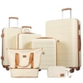 thumbnail image 1 of Travelhouse 6 Piece Hardshell Luggage Set Lightweight Suitcase with TSA Lock and Spinner Wheels and Duffle Bag,White, 1 of 9