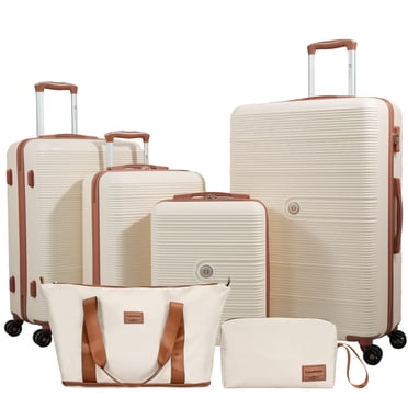 Travelhouse 6 Piece Hardshell Luggage Set Hardside Lightweight Suitcase with TSA Lock Spinner Wheels.(White)