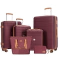thumbnail image 1 of Travelhouse 6 Piece Hardshell Luggage Set Lightweight Suitcase with TSA Lock and Spinner Wheels and Duffle Bag, Wine Red, 1 of 12