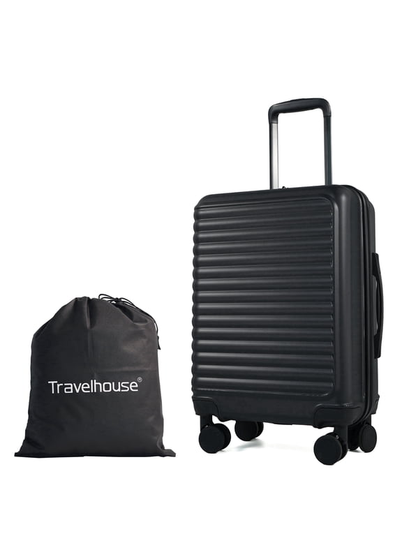 20" Underseat Hard-Sided Carry-On Luggage, Spinner Wheels, ABS,Black