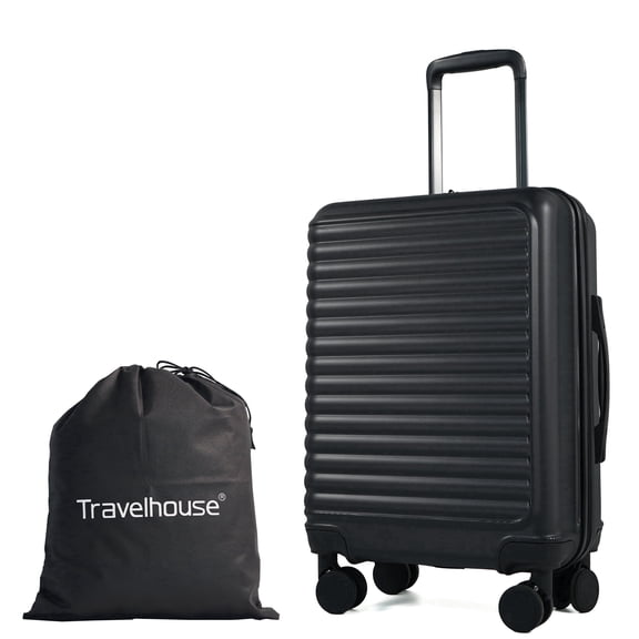 Travelhouse 20" Underseat Hard-Sided Carry-On Luggage, Spinner Wheels, ABS,Black