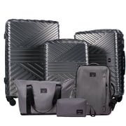 Travelhouse 6 Piece Hardshell Luggage Set Lightweight Suitcase with TSA Lock and Spinner Wheels with Backpack, Duffel Bag ,Packing Cubes, Gray