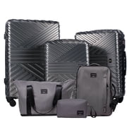Travelhouse 6 Piece Hardshell Luggage Set Lightweight Suitcase with TSA Lock and Spinner Wheels with Backpack, Duffel Bag ,Packing Cubes, Gray