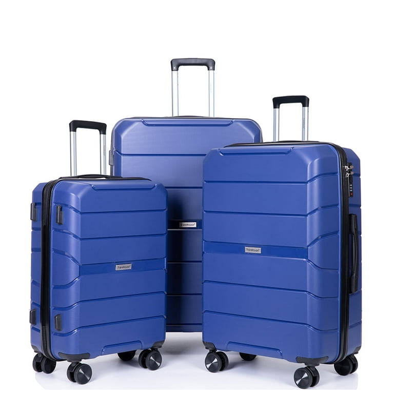 3pcs Hardshell 20 24 28 Suitcase Luggage Sets Trunk Set with Spinner Wheels TSA Lock Navy