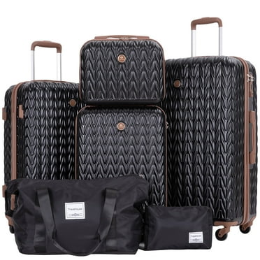 Travelhouse Luggage Set 6 Piece Hardside Suitcase TSA Lock Spinner Wheels 6 PCS Hardshell Luggage with Duffel Bag.(Black)