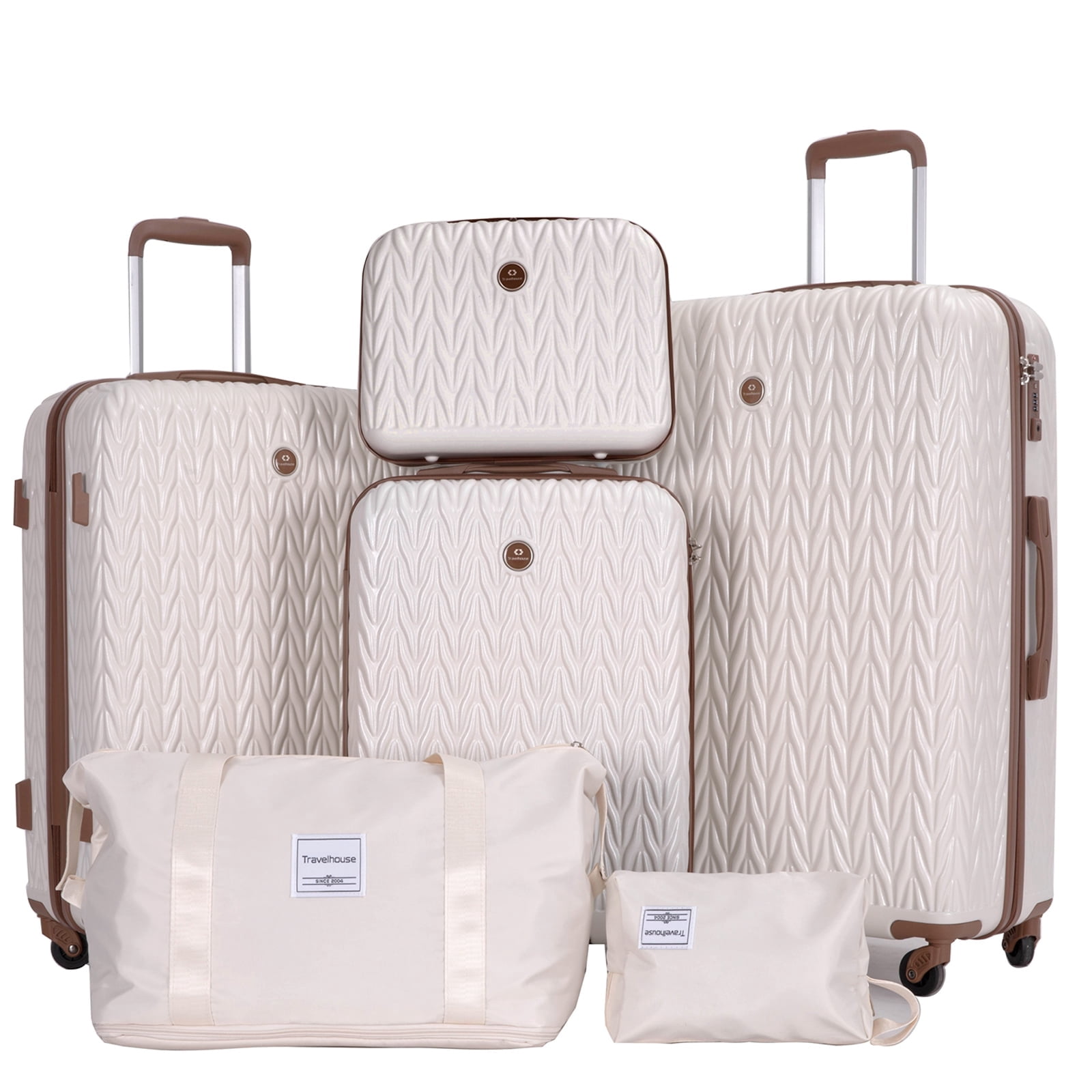 Travelhouse Luggage Set 3 Piece Hardside Suitcase TSA Lock Spinner Wheels 6 PCS Hardshell Luggage with Duffel Bag.(White) - Walmart.com