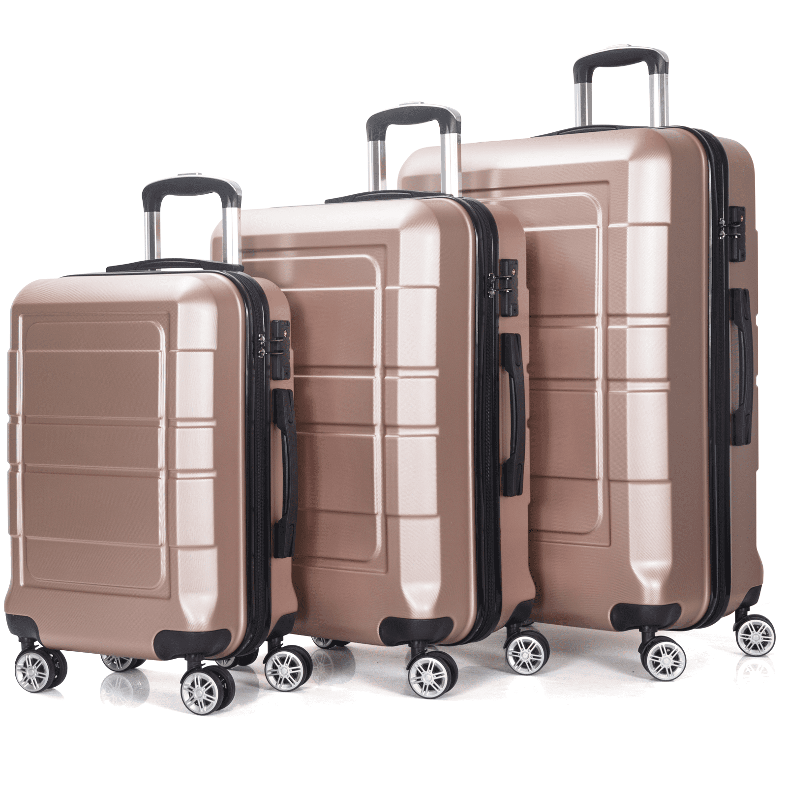 20" 24" 28" Travel luggage Bag Set of 3 Trolley Hard Shell  Suitcase W/Coded Lock