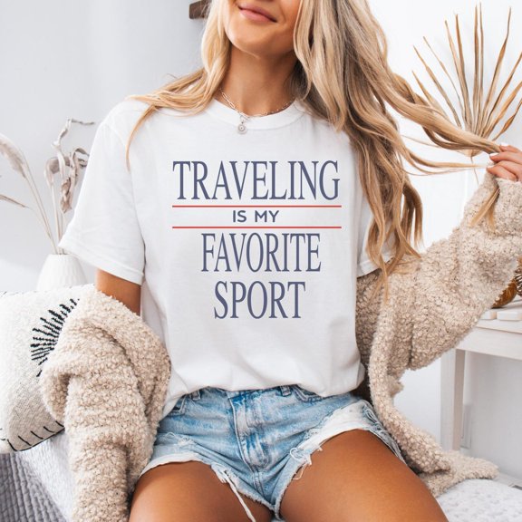 Traveling My Favorite Sport Adventure Lover Gift Wanderlust Travel Quote Boho Girl Trip T-Shirt