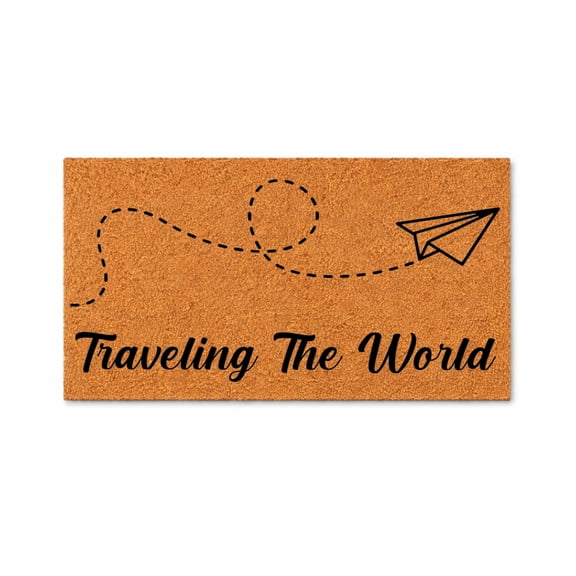 Traveling The World Doormat, Paper Airplane Design Outdoor Entry Mat (16x24 inches) WoodByStu 6194