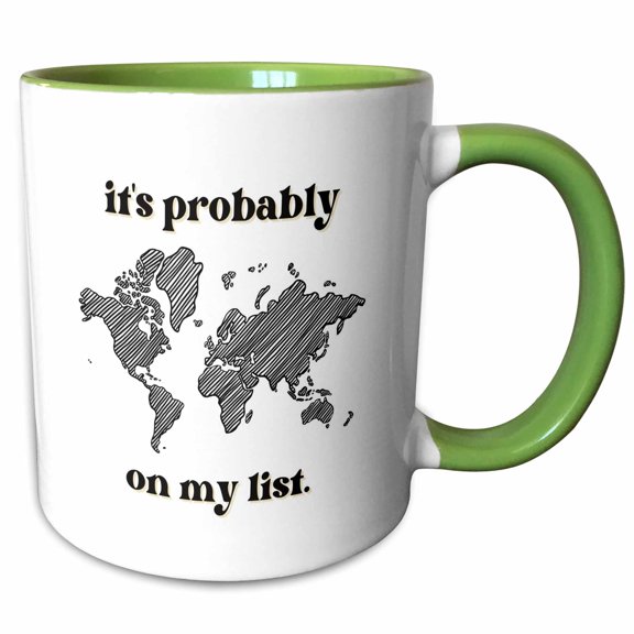 3drose, Traveling the World Is Probably on My List, 11oz Two-tone Green Mug