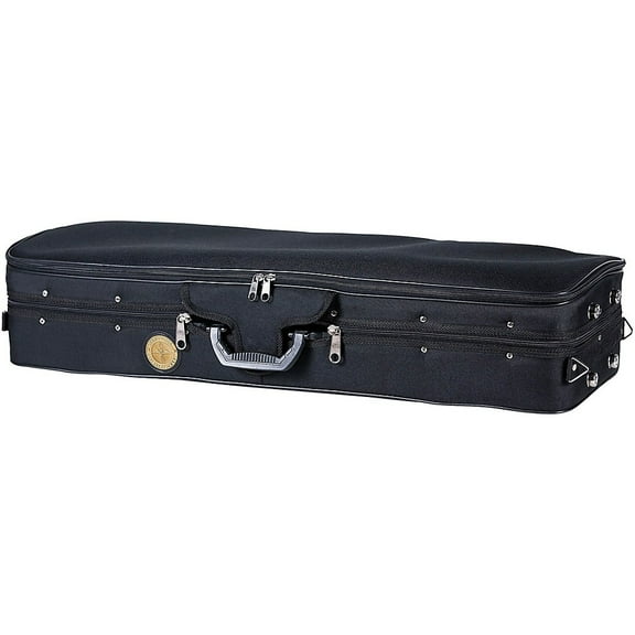 Travelite TL-35 Deluxe Violin Case - Oblong 4/4 Size Black Exterior, Green Interior