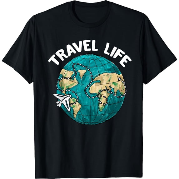 Traveller Flight Vacation Travel Life T-Shirt Black Large