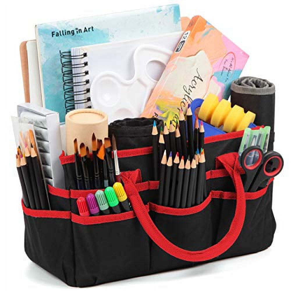 Large Craft Storage Tote Bag 6 Pockets Scrapbooking Sewing Supplies  Organizer Caddy with Handles for Travel