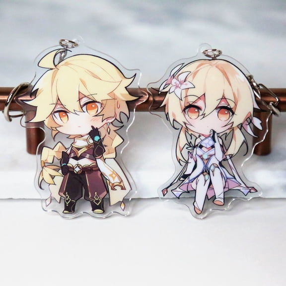 Traveller Keychains (Aether and Lumine) - Acrylic Charms Genshin Impact (1 keychain)