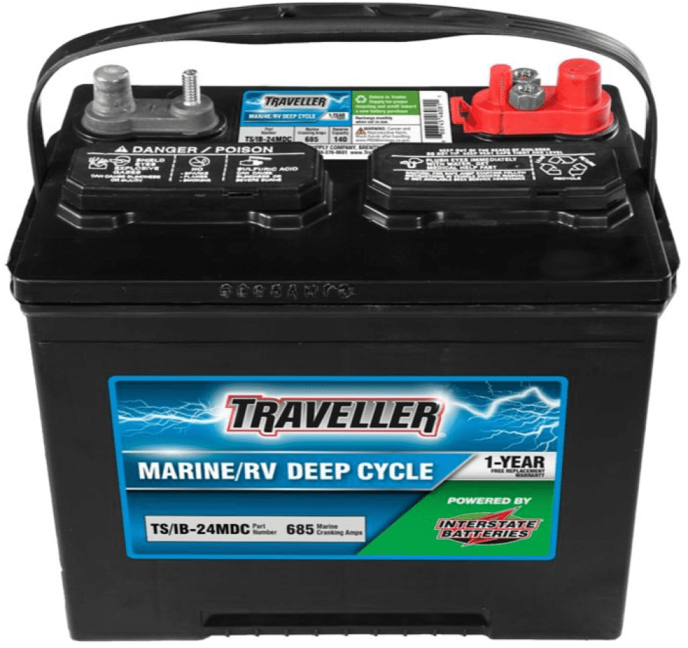 Traveller TS/IB-24MDC Deep Cycle Marine Battery for Trolling, Powered ...