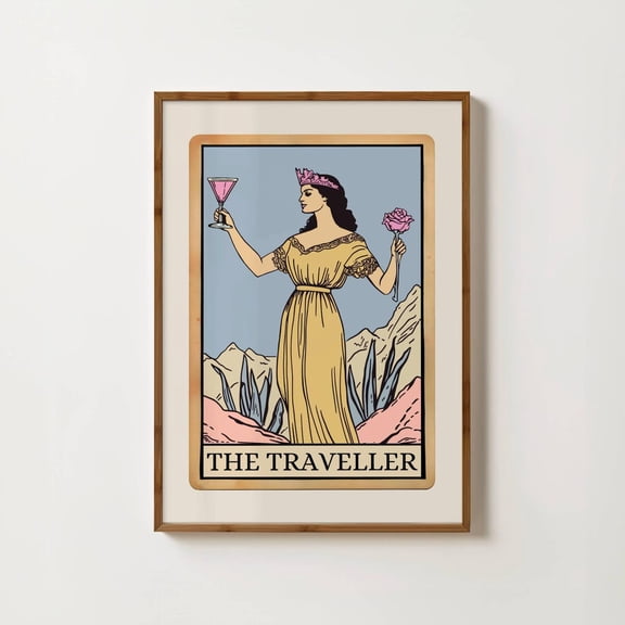 The Traveller Tarot Card Print Sun Moon Tarot Art Boho Travel Print Mystical Art World Traveller Wanderlust Art Adventure Quote Print Home Decor #1040, Unframed Poster Size 12x18