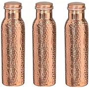 Travellers 100 % Pure Copper Water Bottle for Ayurvedic Health Benefits | Joint Free, Leak Proof - Stylish Water Pitcher Bottle SET OF 3 PIECES