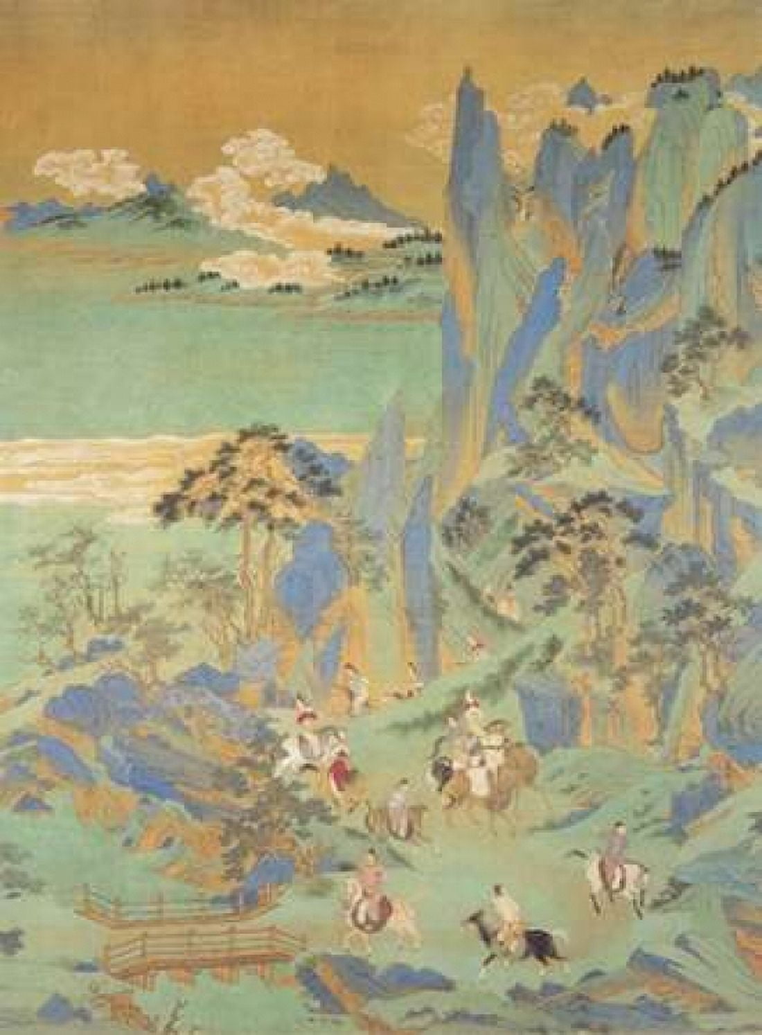 Travellers In The Mountains Of Shu Canvas Art - Anonymous (18 x 24)